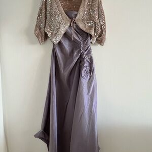 MaxMara Asymmetrical Dress in Lavender and Gold